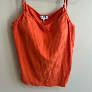 NEW Petal Dew Women Top 2XL Orange Padded Cami Ribbed Knit Adjustable Strap Plus